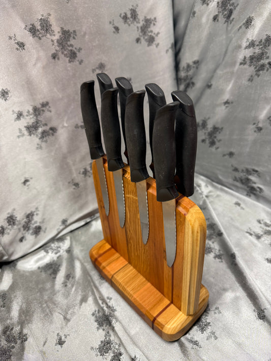 Knife Block #22 - Red Oak, American Cherry and African Mahogany